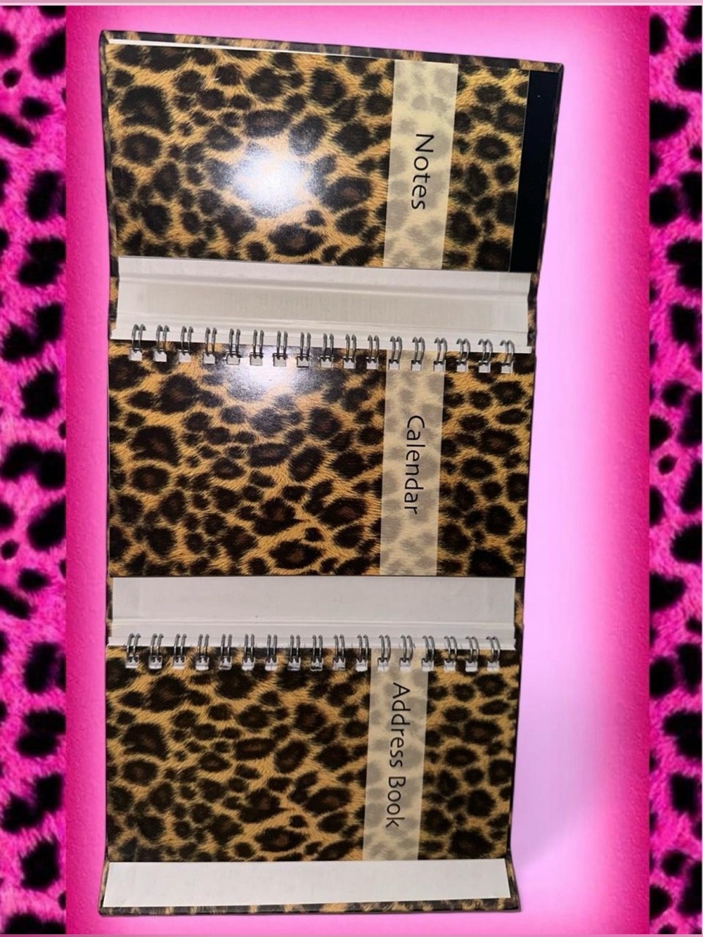 Vintage Y2K Leopard Print Mini Planner Address Book Organizer Notebook Agenda